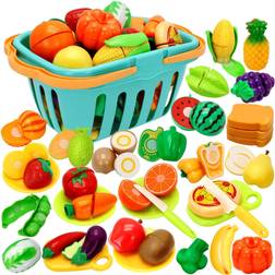 Joyin JOYIN 68Pcs Cutting Play Food Toy for Toddlers Kitchen, Fake Food for Kids Play Kitchen, Includes Plastic Fruitâ¦ outofstock